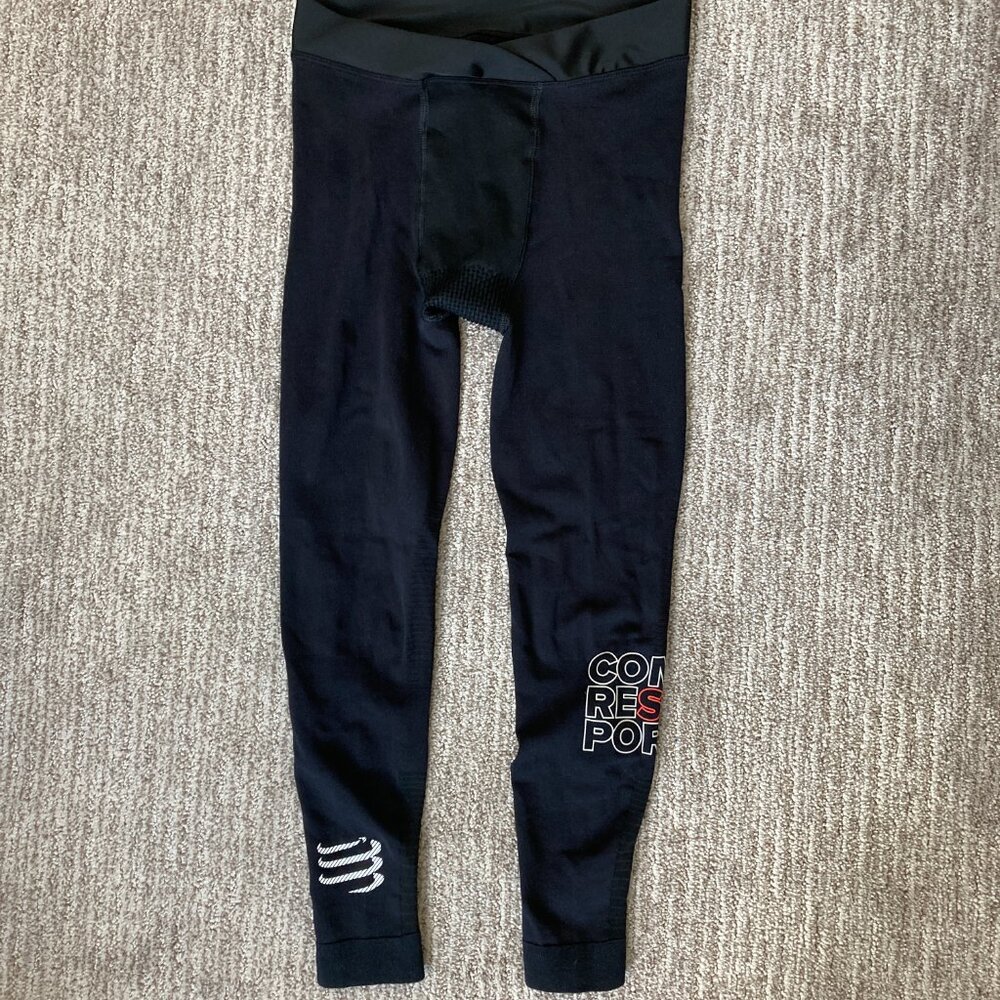 Men's XS Compressport Running Compression Pants Tights Black